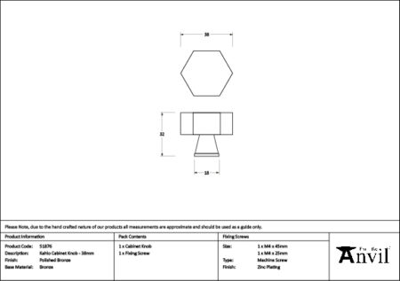 Polished Bronze Kahlo Cabinet Knob - 38mm | 51876 - Image 2