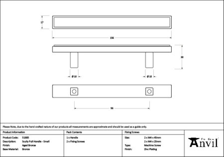 Aged Bronze Scully Pull Handle - Small | 51885 - Image 2
