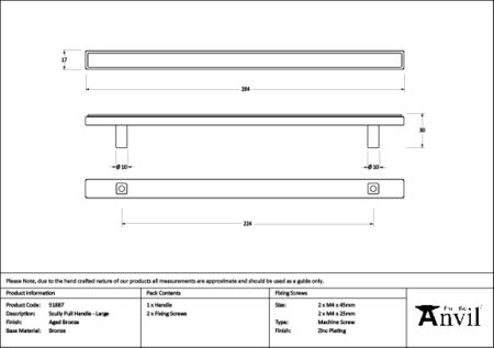 Aged Bronze Scully Pull Handle - Large | 51887 - Image 2