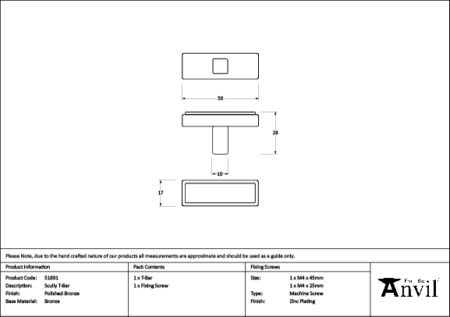 Polished Bronze Scully T-Bar | 51891 - Image 2