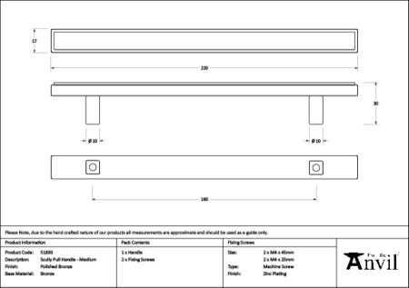 Polished Bronze Scully Pull Handle - Medium | 51893 - Image 2