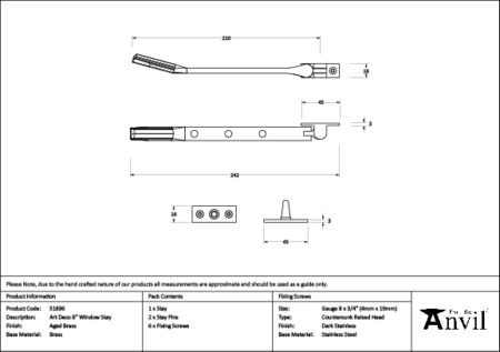 Aged Brass Art Deco 8" Stay | 51896 - Image 2