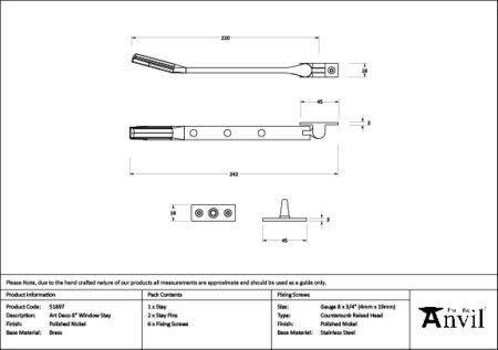 Polished Nickel Art Deco 8" Stay | 51897 - Image 2