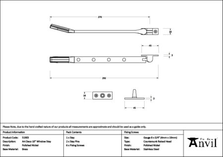 Polished Nickel Art Deco 10" Stay | 51903 - Image 2