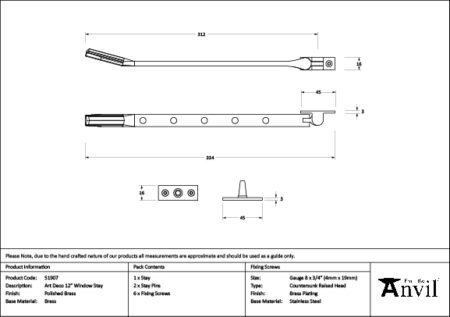 Polished Brass Art Deco 12" Stay | 51907 - Image 2