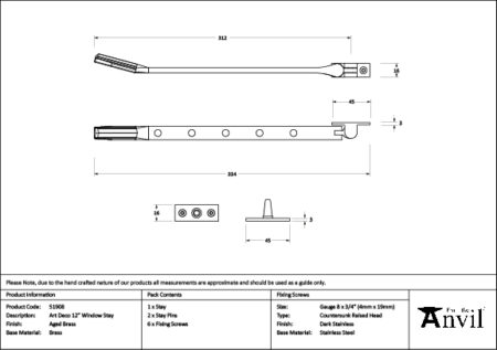 Aged Brass Art Deco 12" Stay | 51908 - Image 2