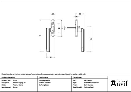 Polished Bronze Art Deco Espag - LH | 51936 - Image 2