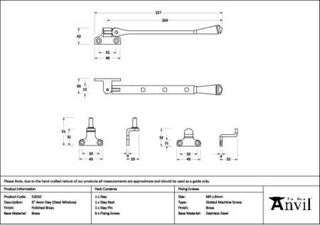 Polished Brass 8" Avon Stay (Steel Window) | 52010 - Image 2