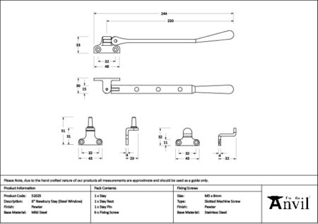 Pewter 8" Newbury Stay (Steel Window) | 52025 - Image 2