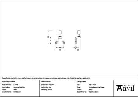 From the Anvil Black Locking Stay Pin (Steel Window) - Image 2