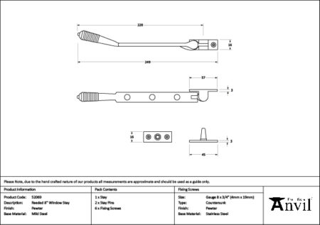 Pewter 8" Reeded Stay | 52069 - Image 2