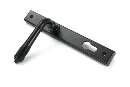 From the Anvil Matt Black Reeded Slimline Lever Espag. Lock Set - Image 4