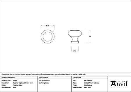 Polished Brass Regency Cabinet Knob - Small | 52085 - Image 2