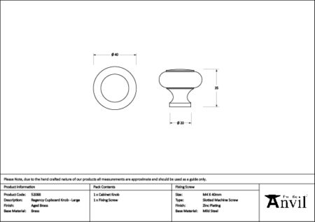 Aged Brass Regency Cabinet Knob - Large | 52088 - Image 2