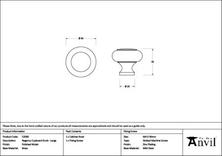 Polished Nickel Regency Cabinet Knob - Large | 52090 - Image 2
