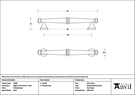 Polished Brass Regency Pull Handle - Small | 52093 - Image 2
