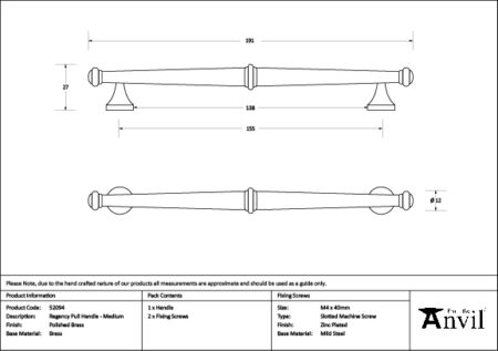 Polished Brass Regency Pull Handle - Medium | 52094 - Image 2