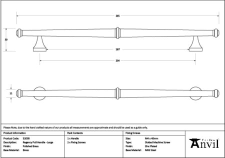 Polished Brass Regency Pull Handle - Large | 52095 - Image 2
