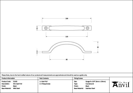 From the Anvil Black Slim Sash Pull - Image 2