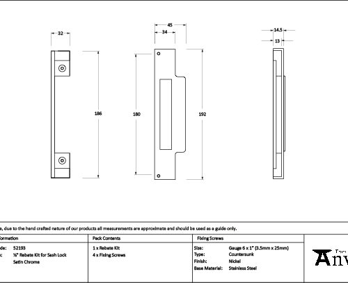 Satin Chrome ½" Rebate Kit for Sash Lock | 52193