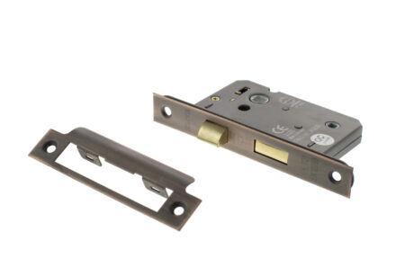 Antique Copper Atlantic Bathroom Lock [CE] 3" - (ALKBATH3AC) - Image 2