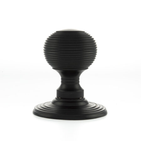 Atlantic Matt Black Old English Ripon Solid Brass Reeded Beehive Mortice Door Knob on Concealed Fix Rose - (OE50RMKMB) - Image 2