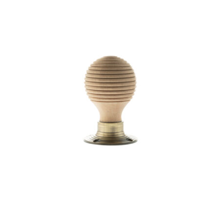 Atlantic Antique Brass Old English Bridlington Wood Reeded Beehive Door Knob on Face Fix Rose - (OE57RMKAB) - Image 2