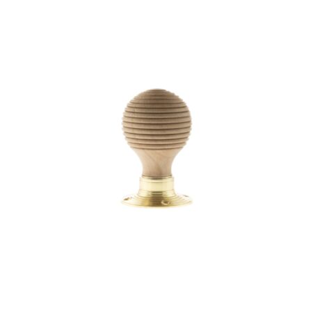 Atlantic Polished Brass Old English Bridlington Wood Reeded Beehive Door Knob on Face Fix Rose - (OE57RMKPB) - Image 2