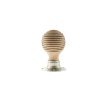 Atlantic Satin Nickel Old English Bridlington Wood Reeded Beehive Door Knob on Face Fix Rose - (OE57RMKSN) - Image 2