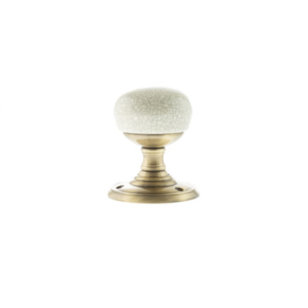Atlantic Antique Brass Old English Skipton Porcelain Cream Crackle Door Knob on Face Fix Rose - (OE59CMKCMAB) - Image 2
