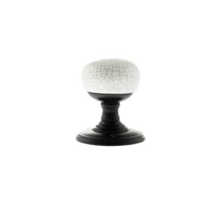 Atlantic Matt Black Old English Skipton Porcelain White Crackle Door Knob on Face Fix Rose - (OE59CMKWHMB) - Image 2