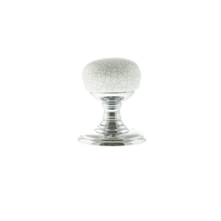 Atlantic Polished Chrome Old English Skipton Porcelain White Crackle Door Knob on Face Fix Rose - (OE59CMKWHPC) - Image 2