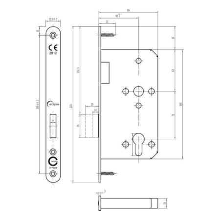 Din Euro Deadlock Radius 60mm | Door Lock Mechanism - High Security, Mortice Lock, CE/UKCA Certified (71422) - Image 4