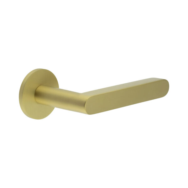 CR-101 Satin Brass Unsprung Round Rose Door Handle