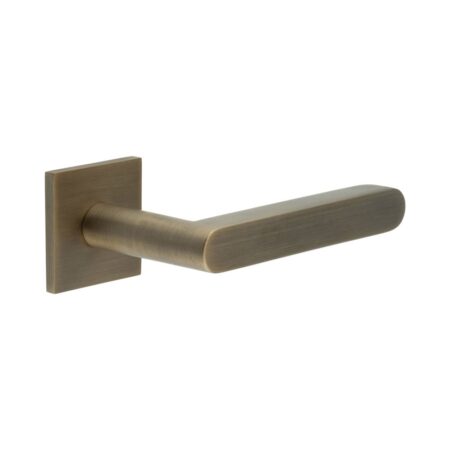 CR-101 Antique Brass Sprung Square Rose Door Handle