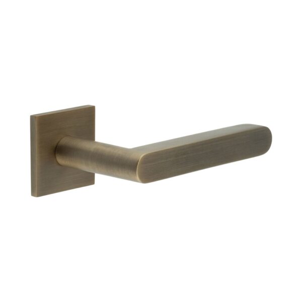CR-101 Antique Brass Sprung Square Rose Door Handle