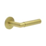 CR-102 Satin Brass Sprung Round Rose Door Handle