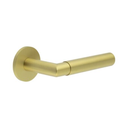 CR-102 Satin Brass Sprung Round Rose Door Handle