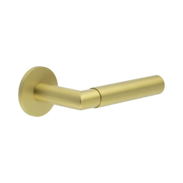 CR-102 Satin Brass Sprung Round Rose Door Handle