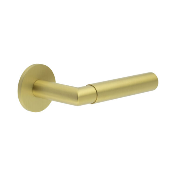 CR-102 Satin Brass Unsprung Round Rose Door Handle