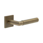 CR-102 Antique Brass Sprung Square Rose Door Handle
