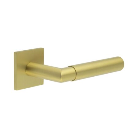CR-102 Satin Brass Sprung Square Rose Door Handle