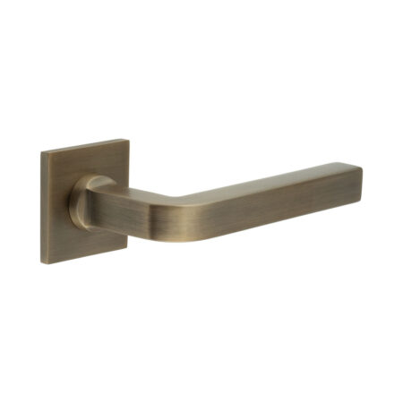 CR-104 Antique Brass Sprung Square Rose Door Handle