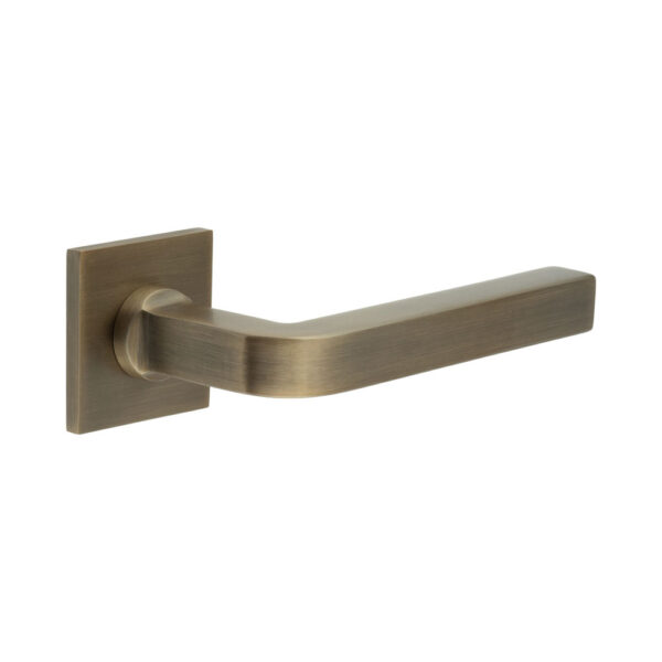 CR-104 Antique Brass Sprung Square Rose Door Handle