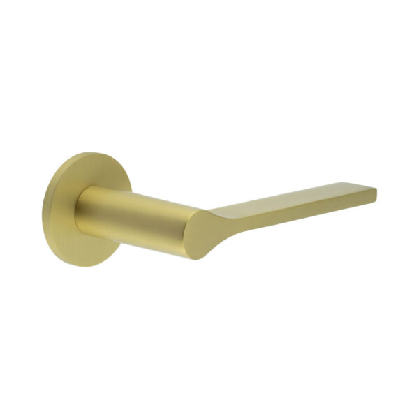 CR-105 Satin Brass Sprung Round Rose Door Handle