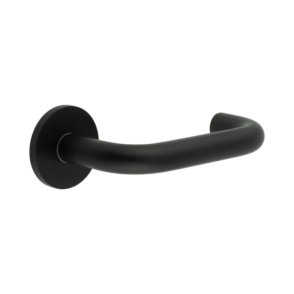cr-106a3mb.jpg CR-106 Black Fixed Dead Round Rose Door Handle - Image 1