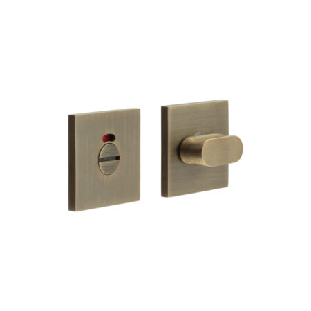 CR-801 Antique Brass Thumb Turn & Lock Square Rose w/ Indicator