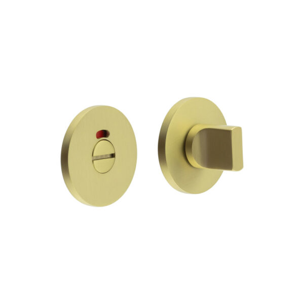 CR-802 Satin Brass Thumb Turn & Lock Round Rose w/ Indicator