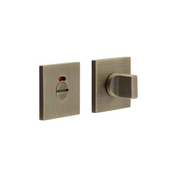 CR-802 Antique Brass Thumb Turn & Lock Square Rose w/ Indicator