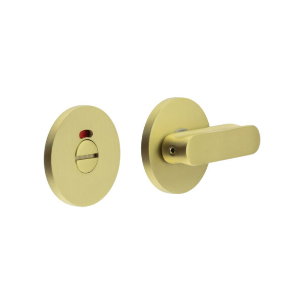CR-803 Satin Brass Thumb Turn & Lock Round Rose w/ Indicator